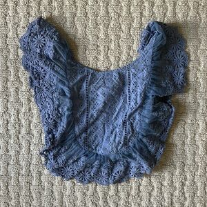 Free People Blue Preppy Blouse S